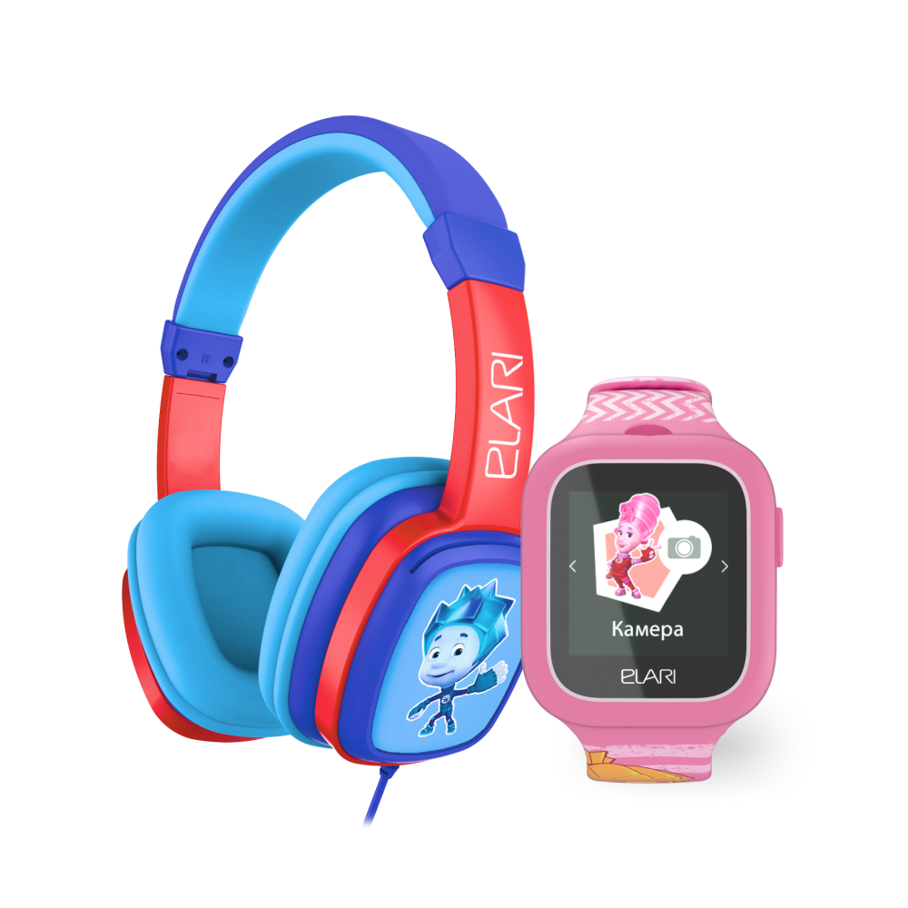 

Детские наушники ELARI FixiTone + часы-телефон ELARI FixiTime Lite, Синий/розовый