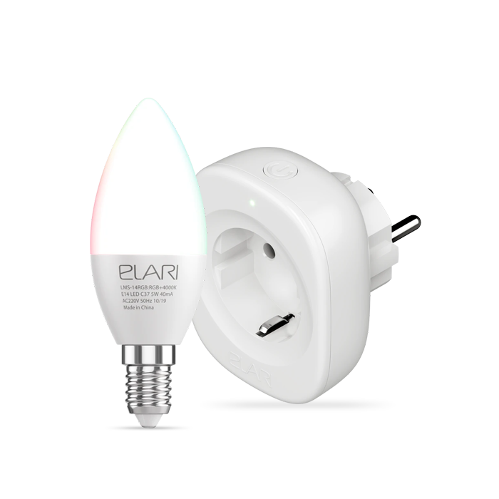 

Лампа светодиодная ELARI SmartLED Color E14 + умная розетка ELARI SmartSocket